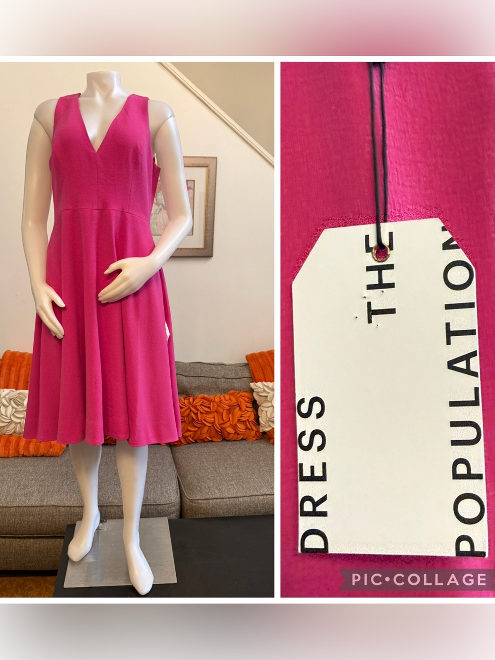 ❣️🆕Dress the Population Catalina Fit & Flare Cocktail Dress in Bright Fuchsia❣️